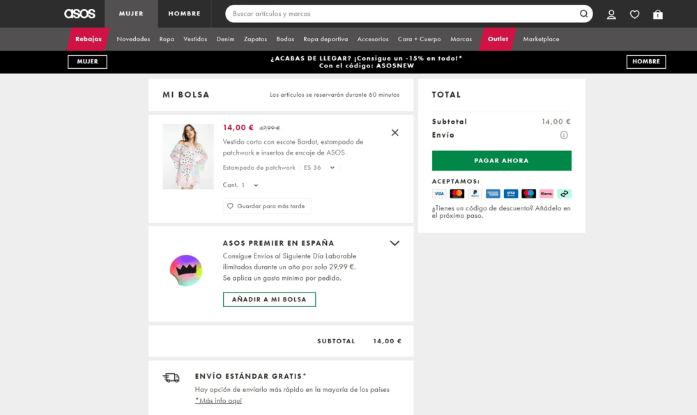 cómo usar el código de promoción de asos