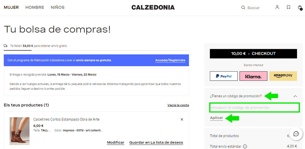 código promoción Calzedonia