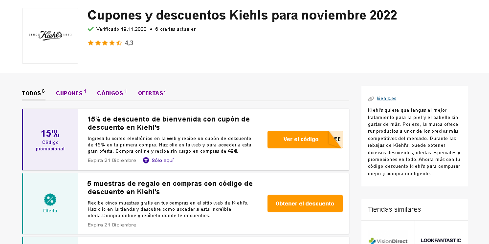 cómo ingresar el código de cupón de kiehls