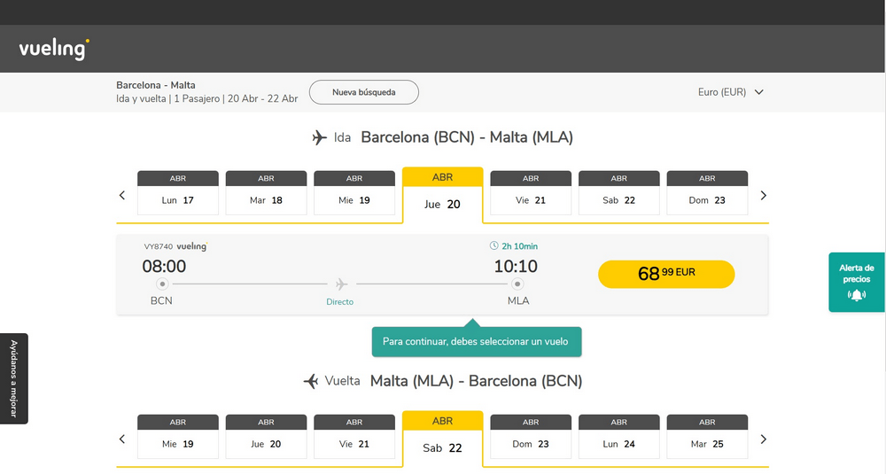 cómo usar el código de promoción de vueling