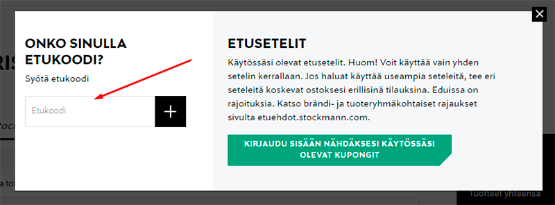 Kuinka käyttää Stockmann-alennuskoodia?