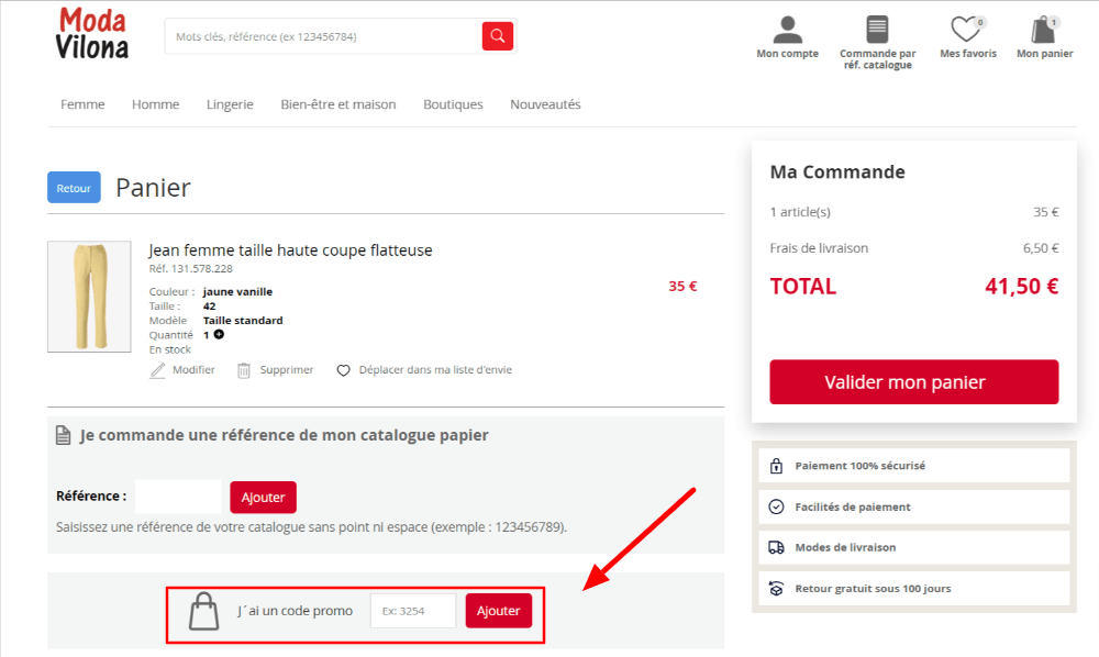 Comment utiliser le code de réduction Moda Vilona ?