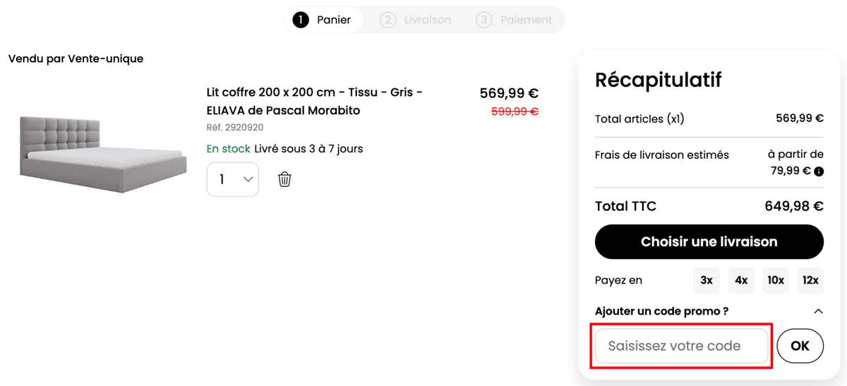 code promo vente unique