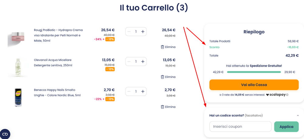 come applicare un codice promozionale per semprefarmacia?