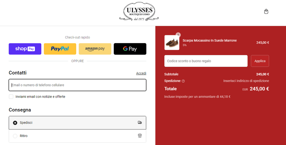 passo 2: applicare il coupon ulysses boutique