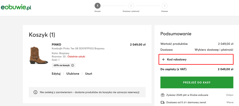 Jak zastosować kod rabatowy Eobuwie