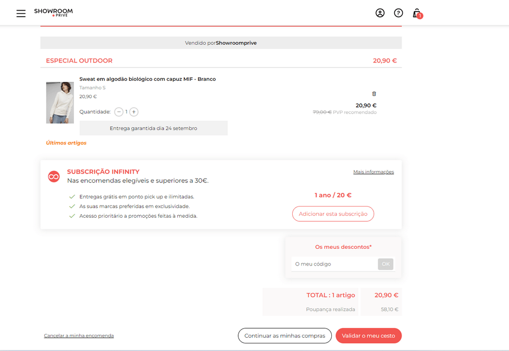 passo 1: como utilizar o código promocional do showroom prive?