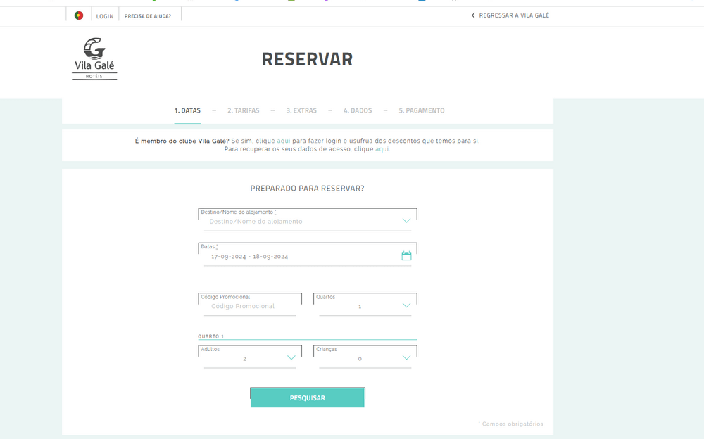 passo 1: como utilizar o código promocional do vila gale?