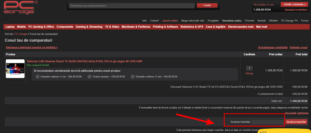Unde găsiți voucher PC Garage?