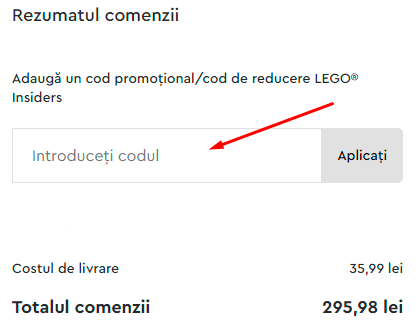 Cum se folosește codul de reducere LEGO?