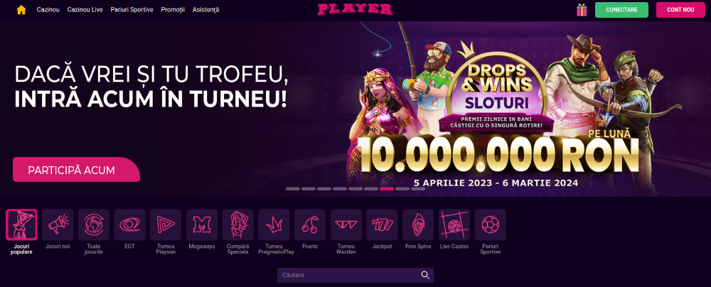 Oferta Player casino bonus fără depunere