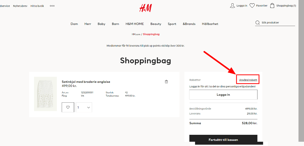 Hur använder jag H&M rabattkupong?