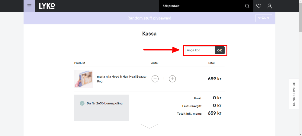 Hur använder jag Lyko rabattkod?