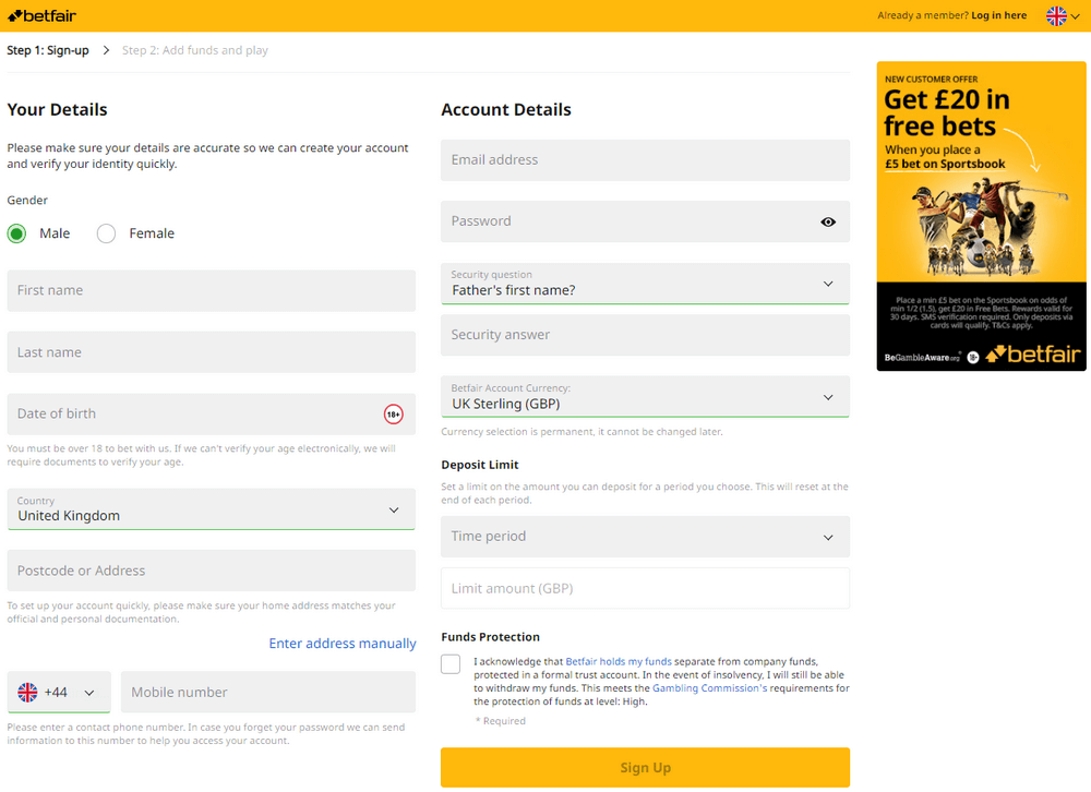 Betfair welcome offers
