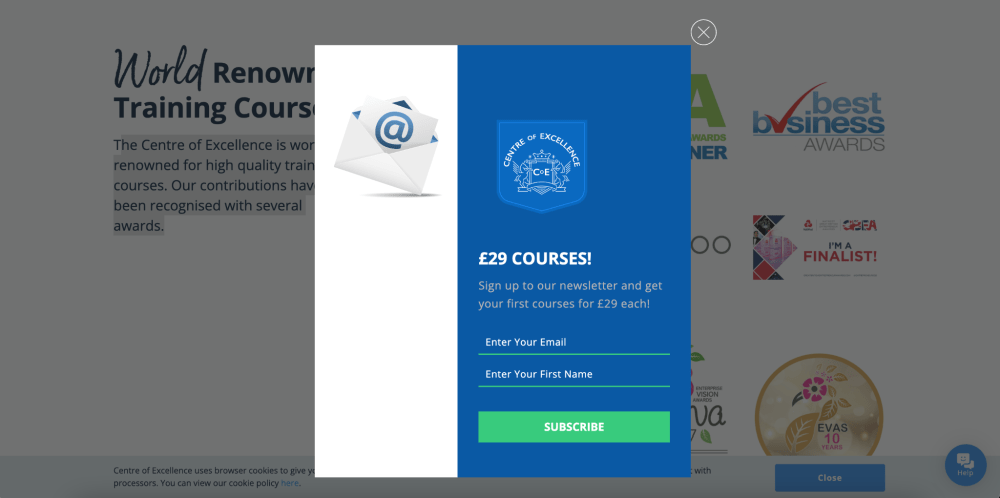 how to enter centre of excellence coupon code
