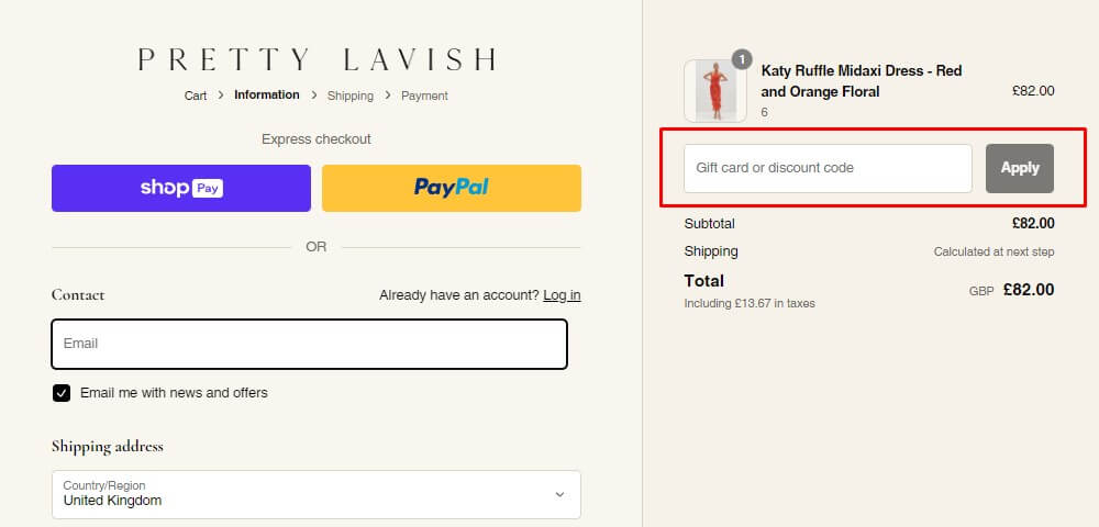 where to find pretty lavish voucher code